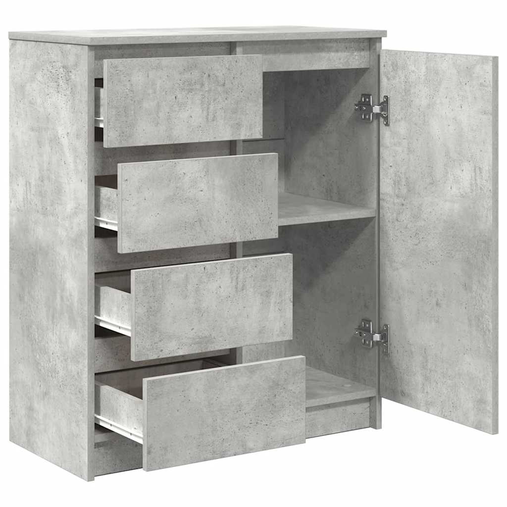 betonszürke szerelt fa tálalószekrény fiókos 71x35x84 cm