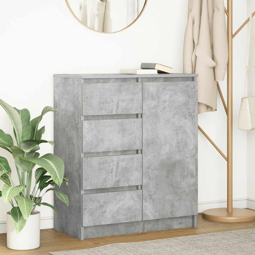 betonszürke szerelt fa tálalószekrény fiókos 71x35x84 cm