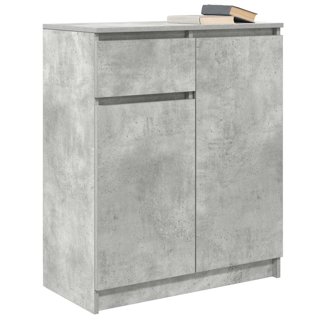 betonszürke szerelt fa tálalószekrény fiókos 71x35x84 cm