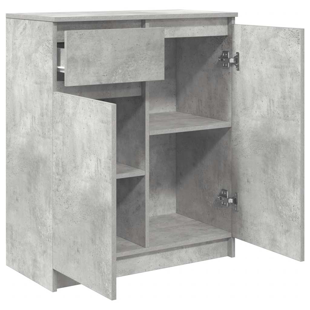 betonszürke szerelt fa tálalószekrény fiókos 71x35x84 cm