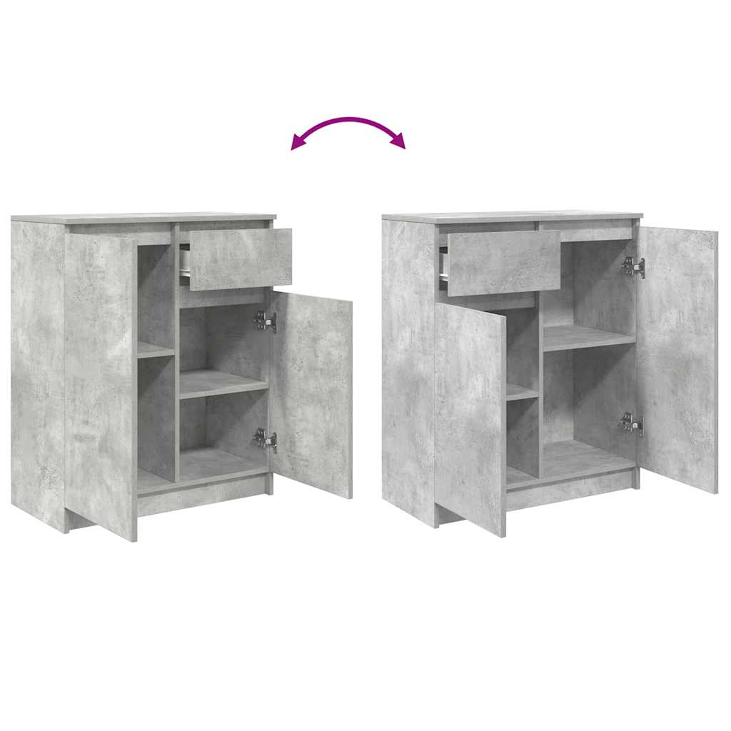 betonszürke szerelt fa tálalószekrény fiókos 71x35x84 cm