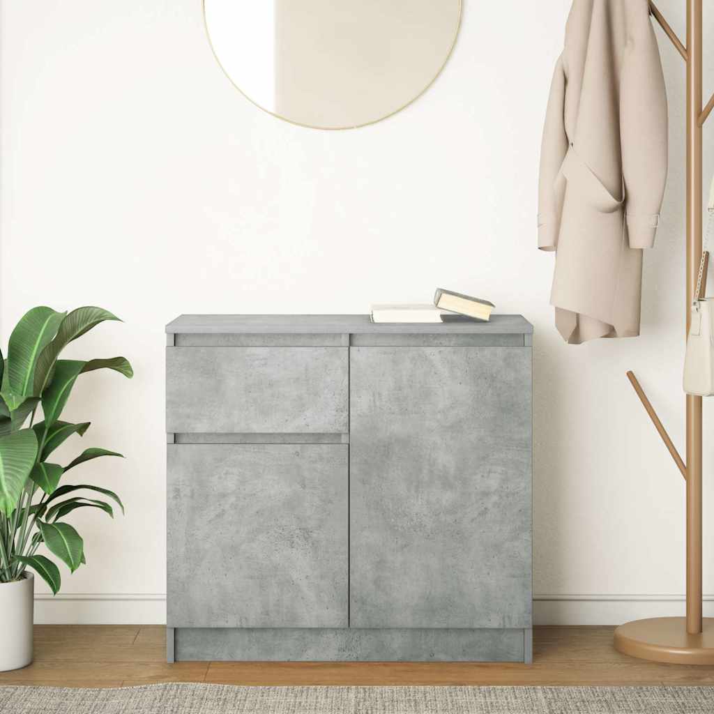 betonszürke szerelt fa tálalószekrény fiókos 71x35x65 cm