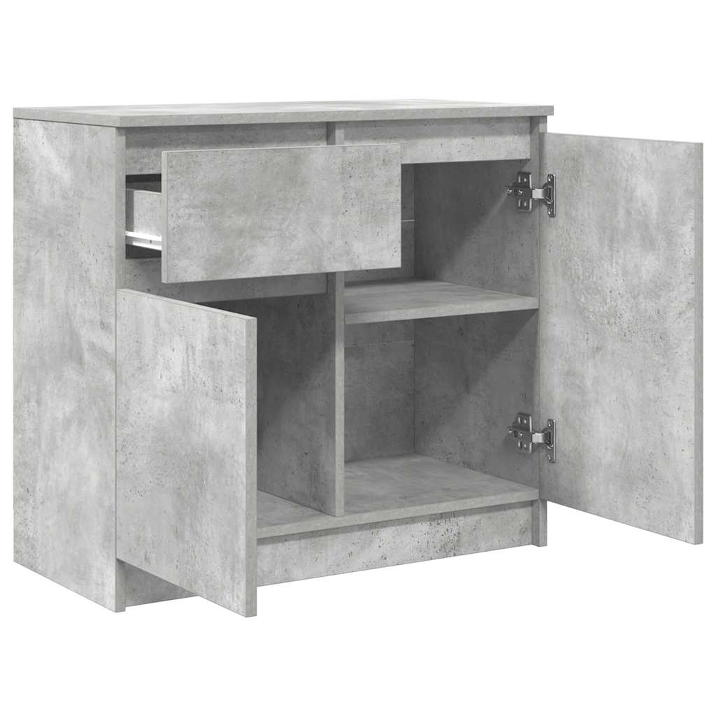 betonszürke szerelt fa tálalószekrény fiókos 71x35x65 cm