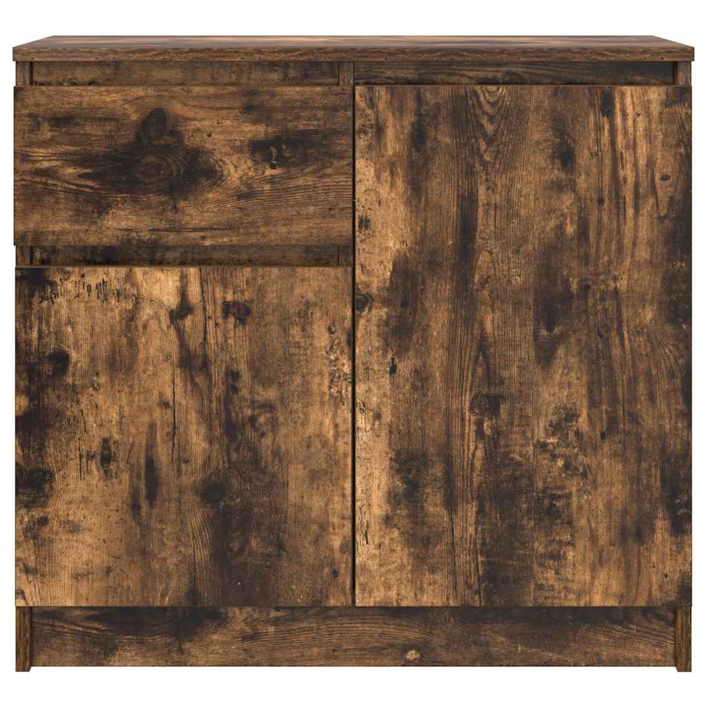 füstölt tölgy szerelt fa tálalószekrény fiókos 71x35x65 cm