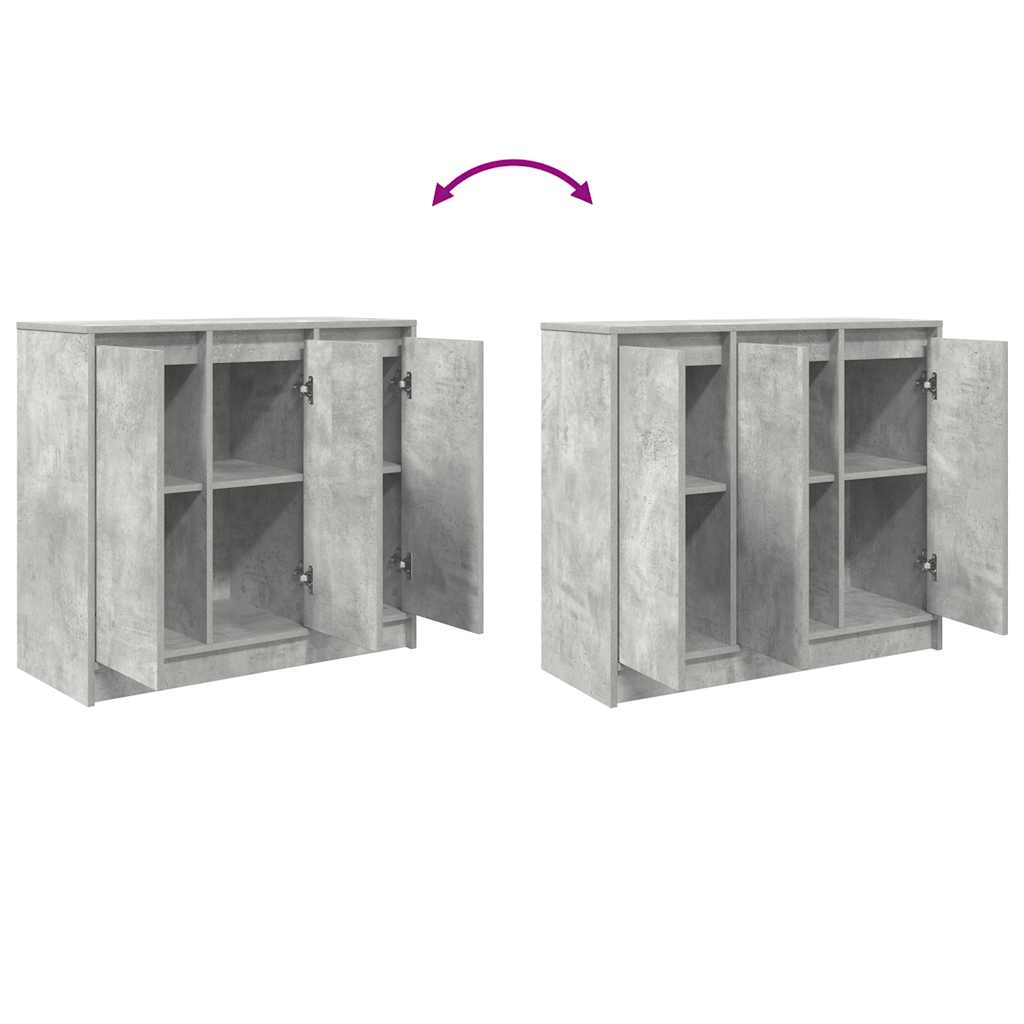 betonszürke szerelt fa tálalószekrény 85x34x76 cm