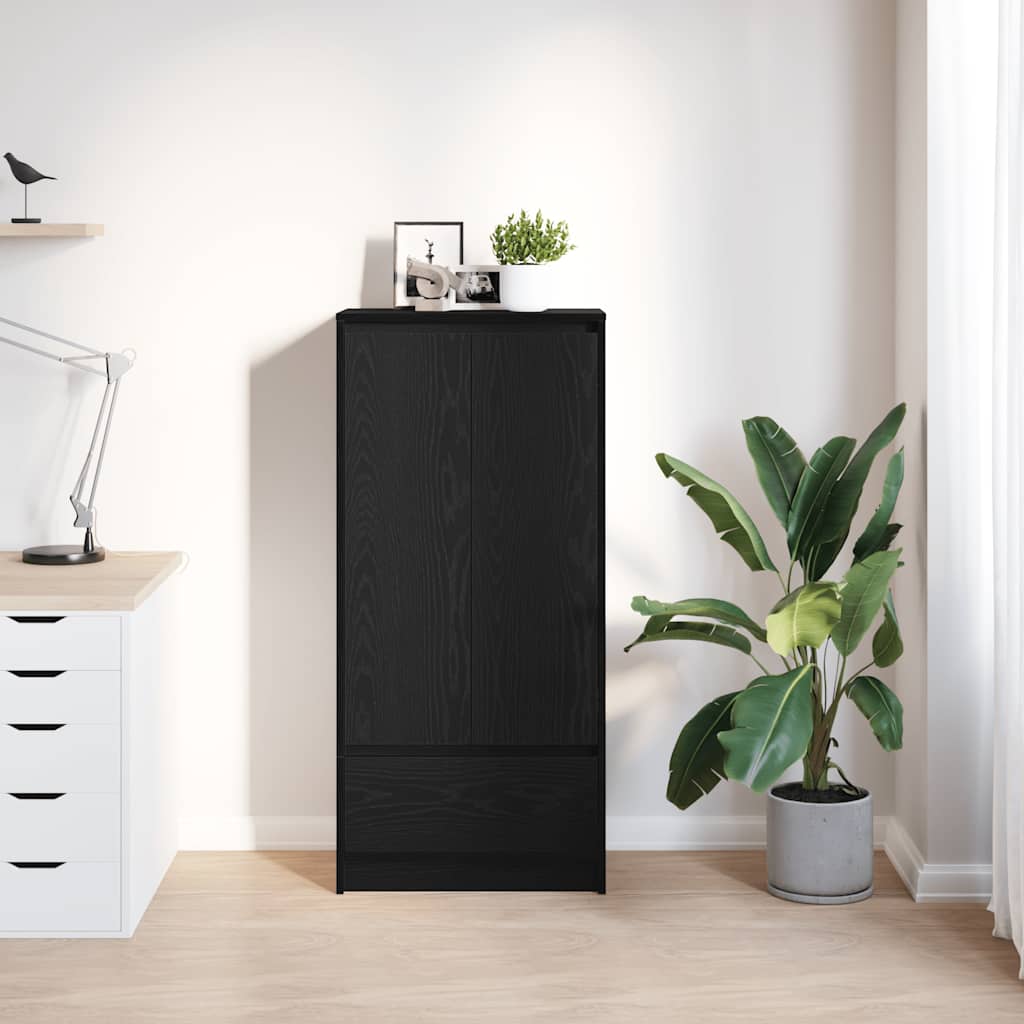 fekete tölgy szerelt fa szekrény fiókkal 55,5x34x119,5 cm