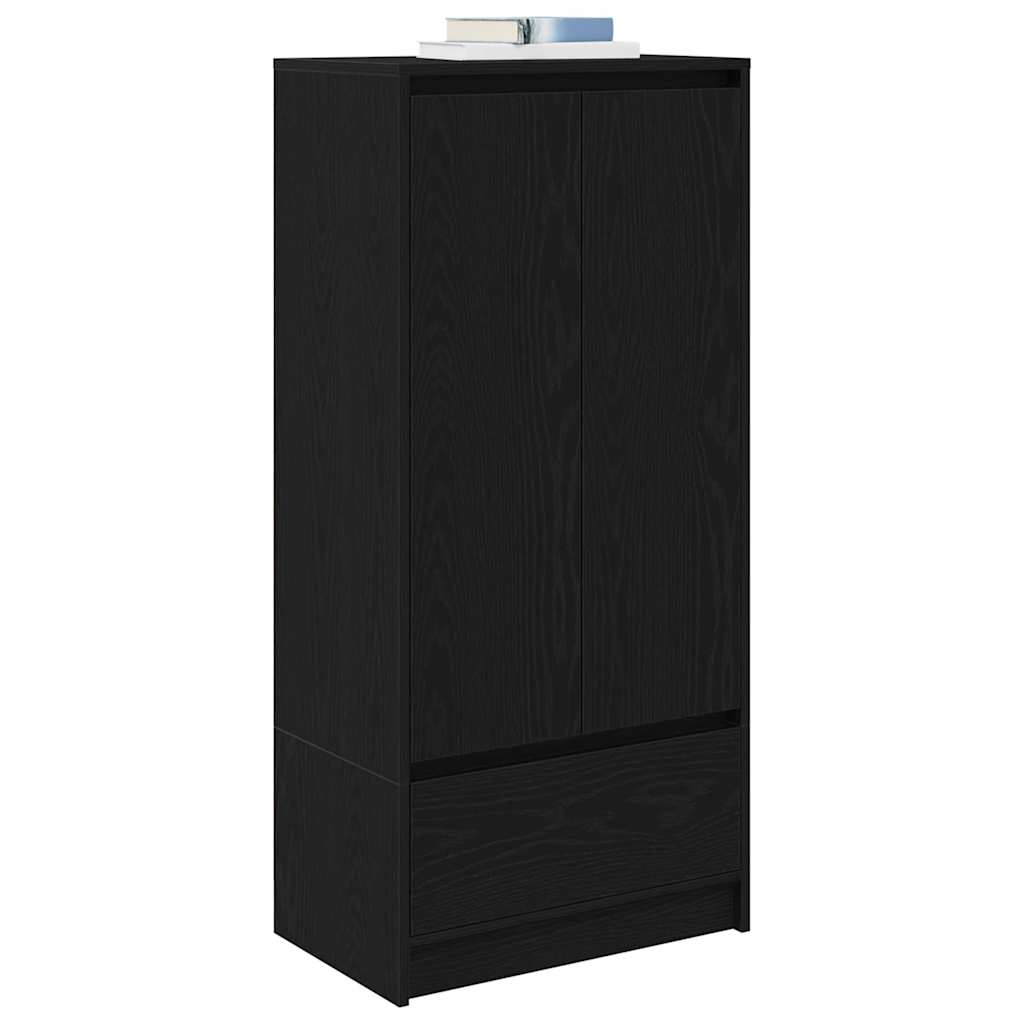 fekete tölgy szerelt fa szekrény fiókkal 55,5x34x119,5 cm