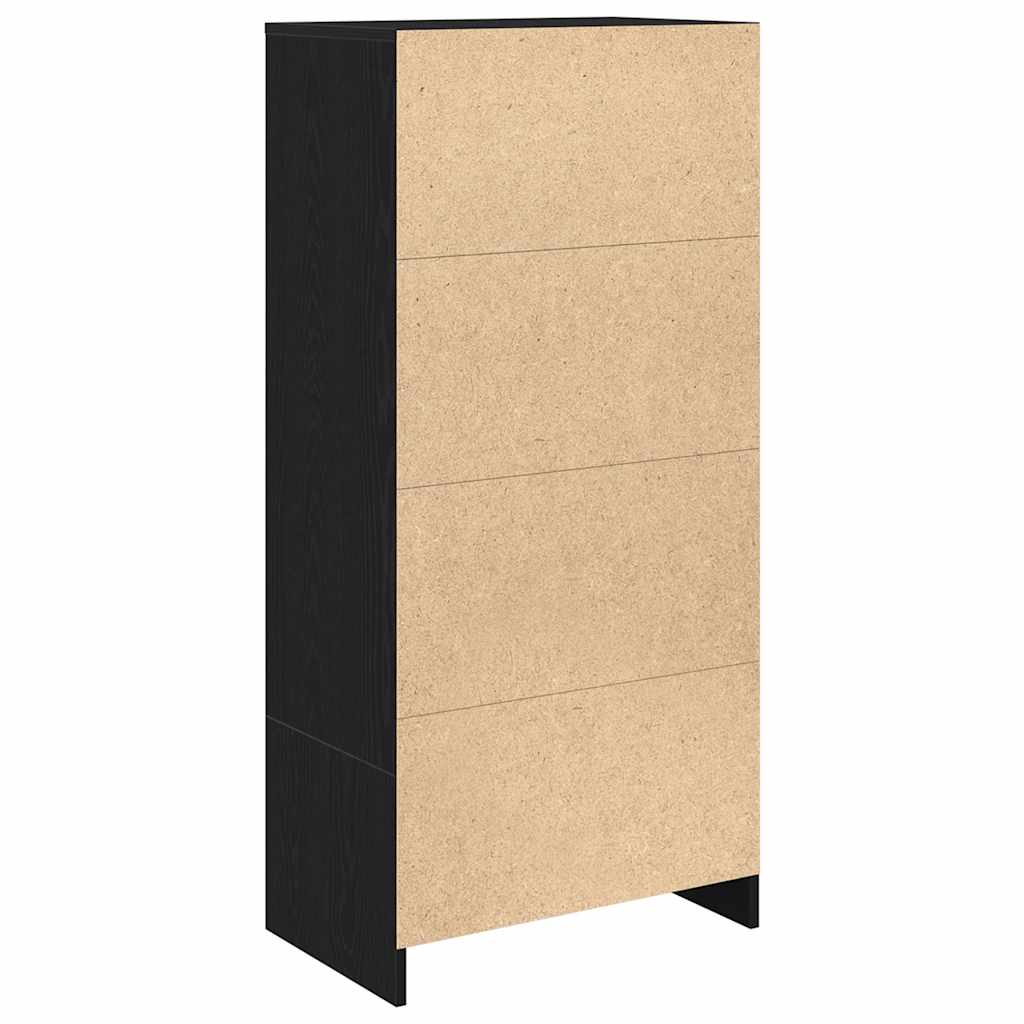 fekete tölgy szerelt fa szekrény fiókkal 55,5x34x119,5 cm