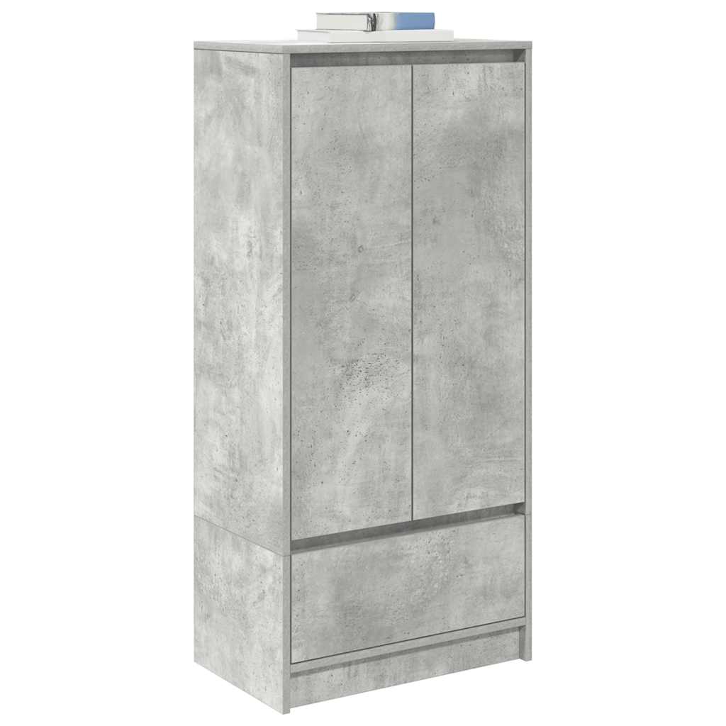 betonszürke szerelt fa szekrény fiókkal 55,5x34x119,5 cm