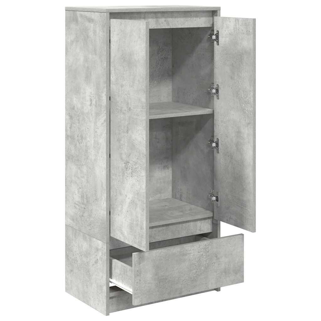betonszürke szerelt fa szekrény fiókkal 55,5x34x119,5 cm