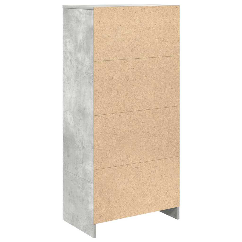 betonszürke szerelt fa szekrény fiókkal 55,5x34x119,5 cm