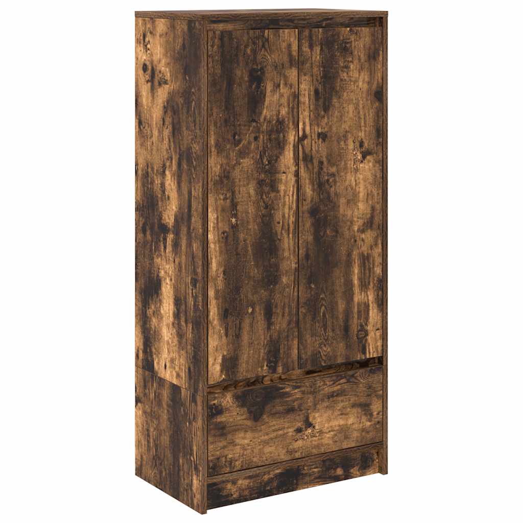 füstös tölgy színű szerelt fa szekrény fiókkal 55,5x34x119,5 cm