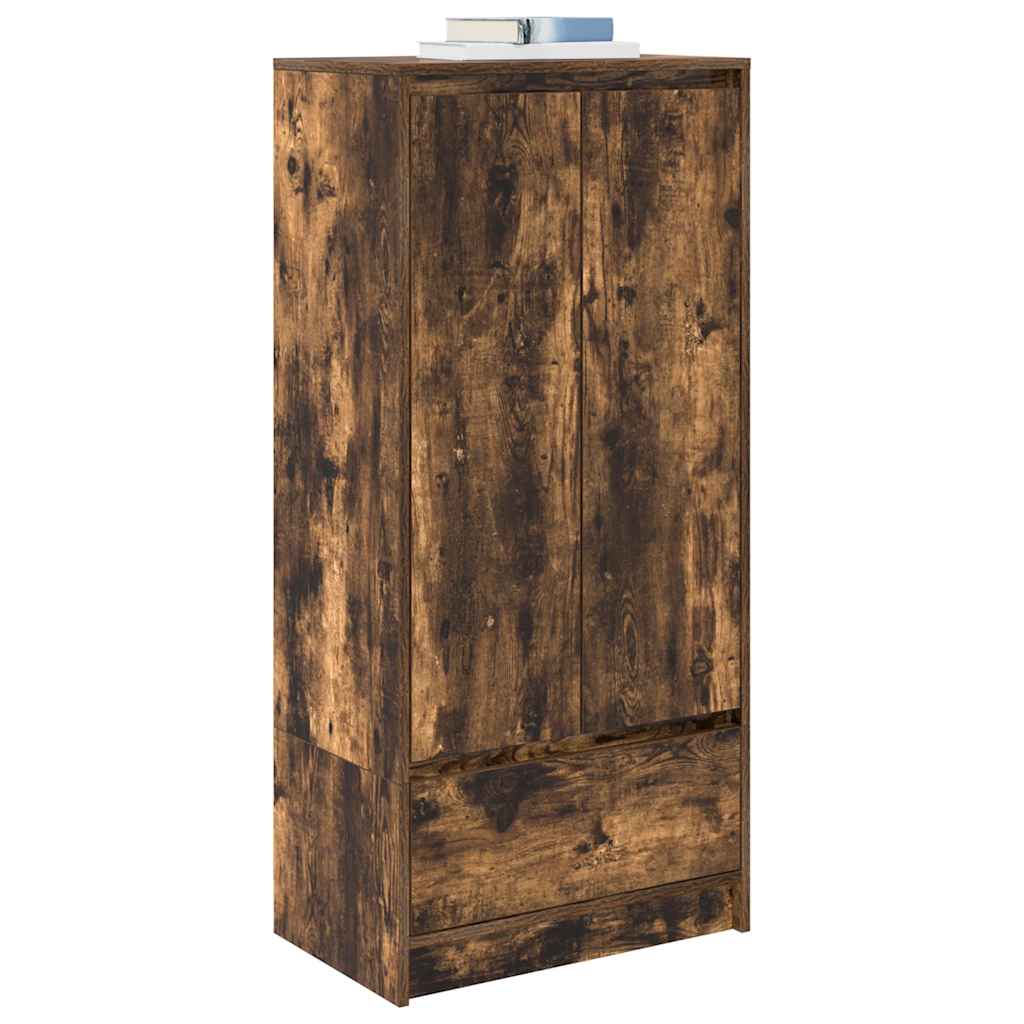 füstös tölgy színű szerelt fa szekrény fiókkal 55,5x34x119,5 cm