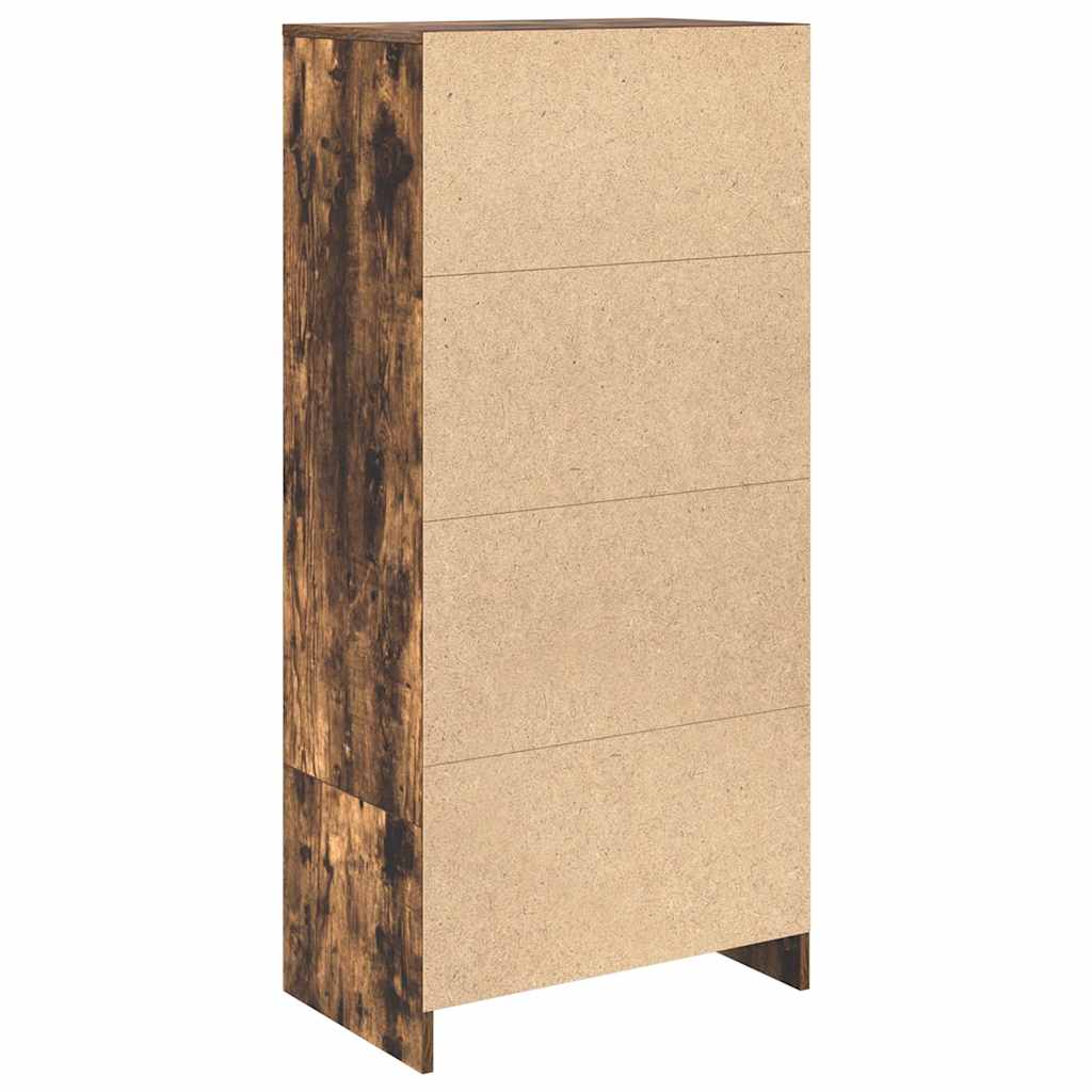 füstös tölgy színű szerelt fa szekrény fiókkal 55,5x34x119,5 cm