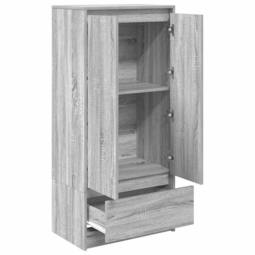 szürke sonoma szerelt fa szekrény fiókkal 55,5x34x119,5 cm