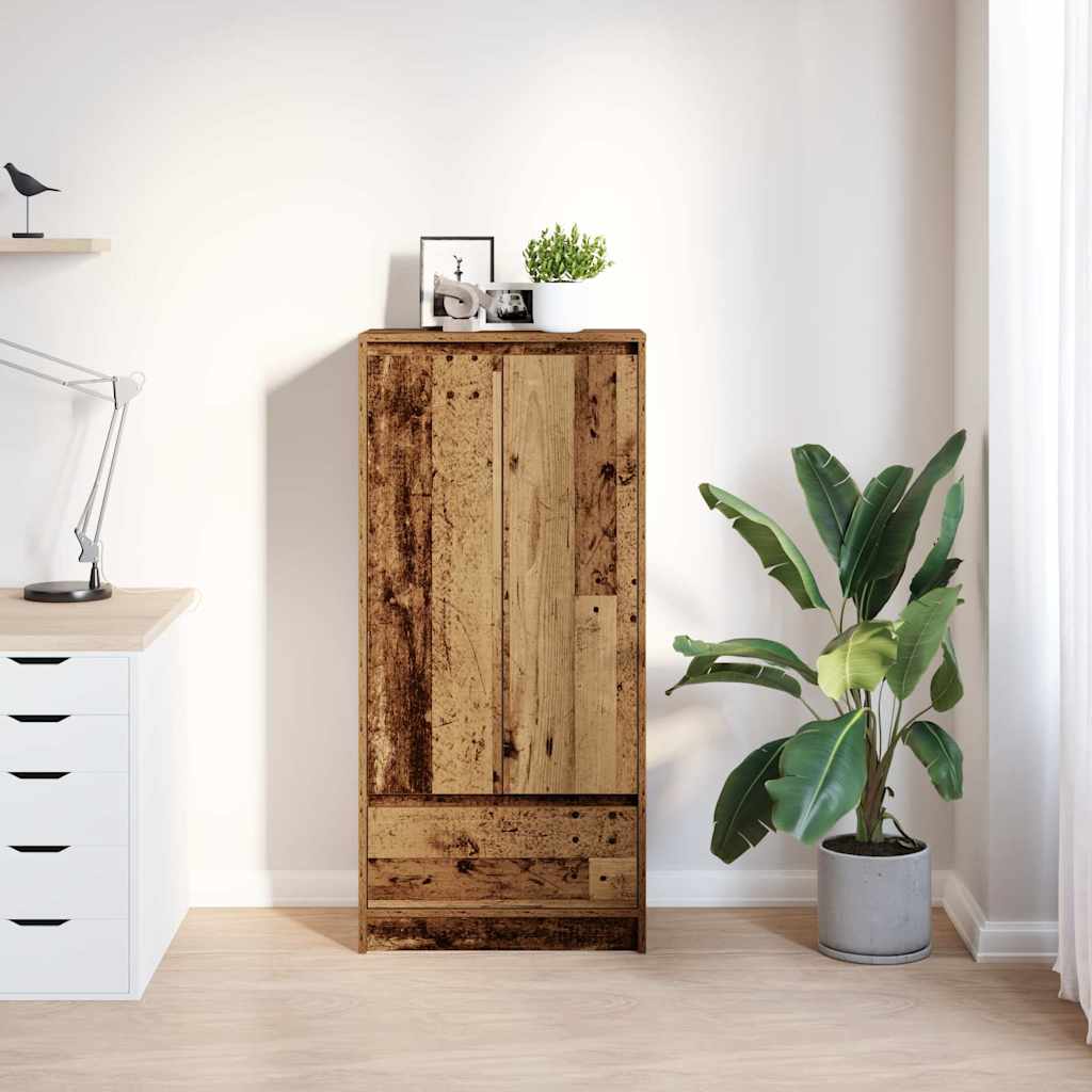 antik fa szerelt fa szekrény fiókkal 55,5x34x119,5 cm