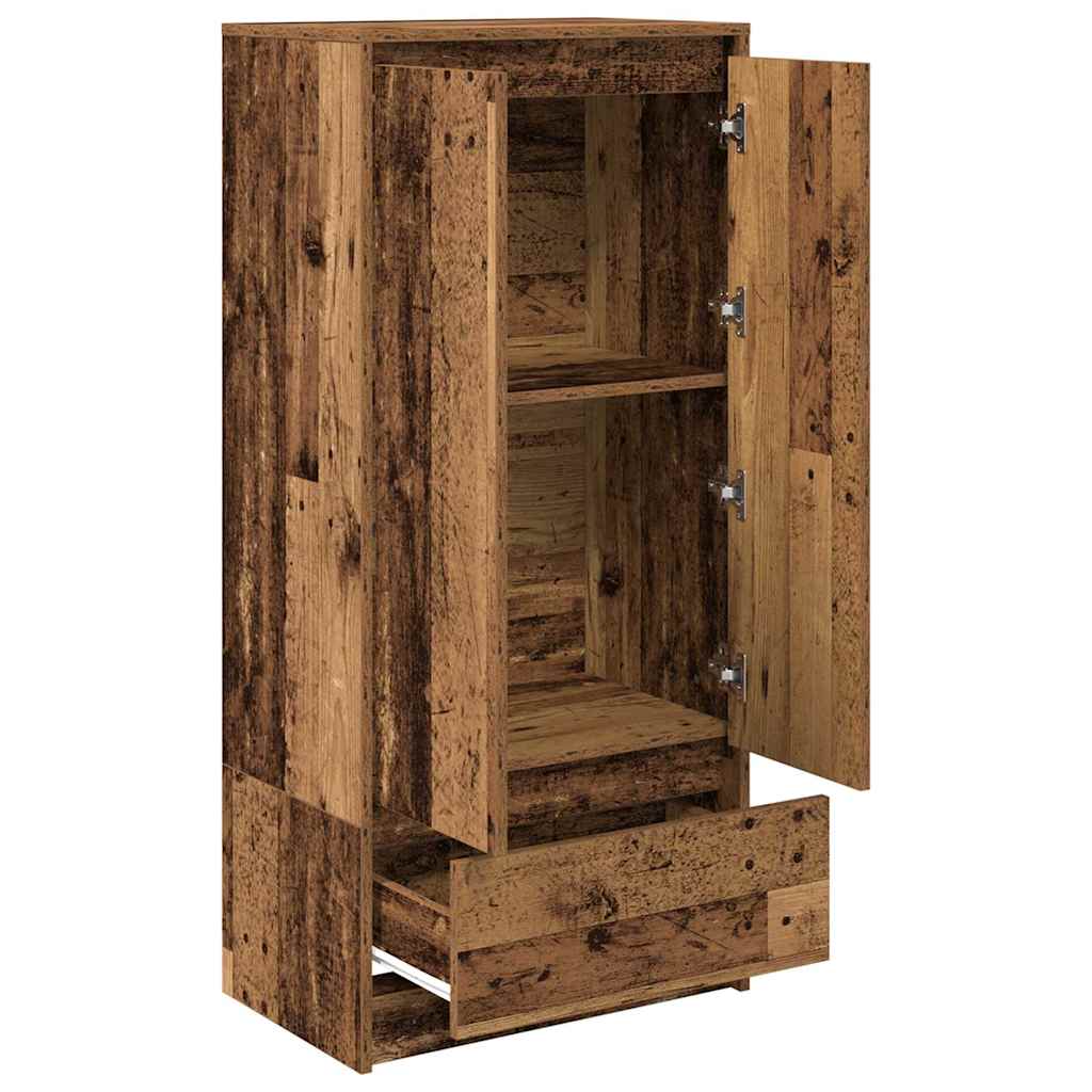 antik fa szerelt fa szekrény fiókkal 55,5x34x119,5 cm