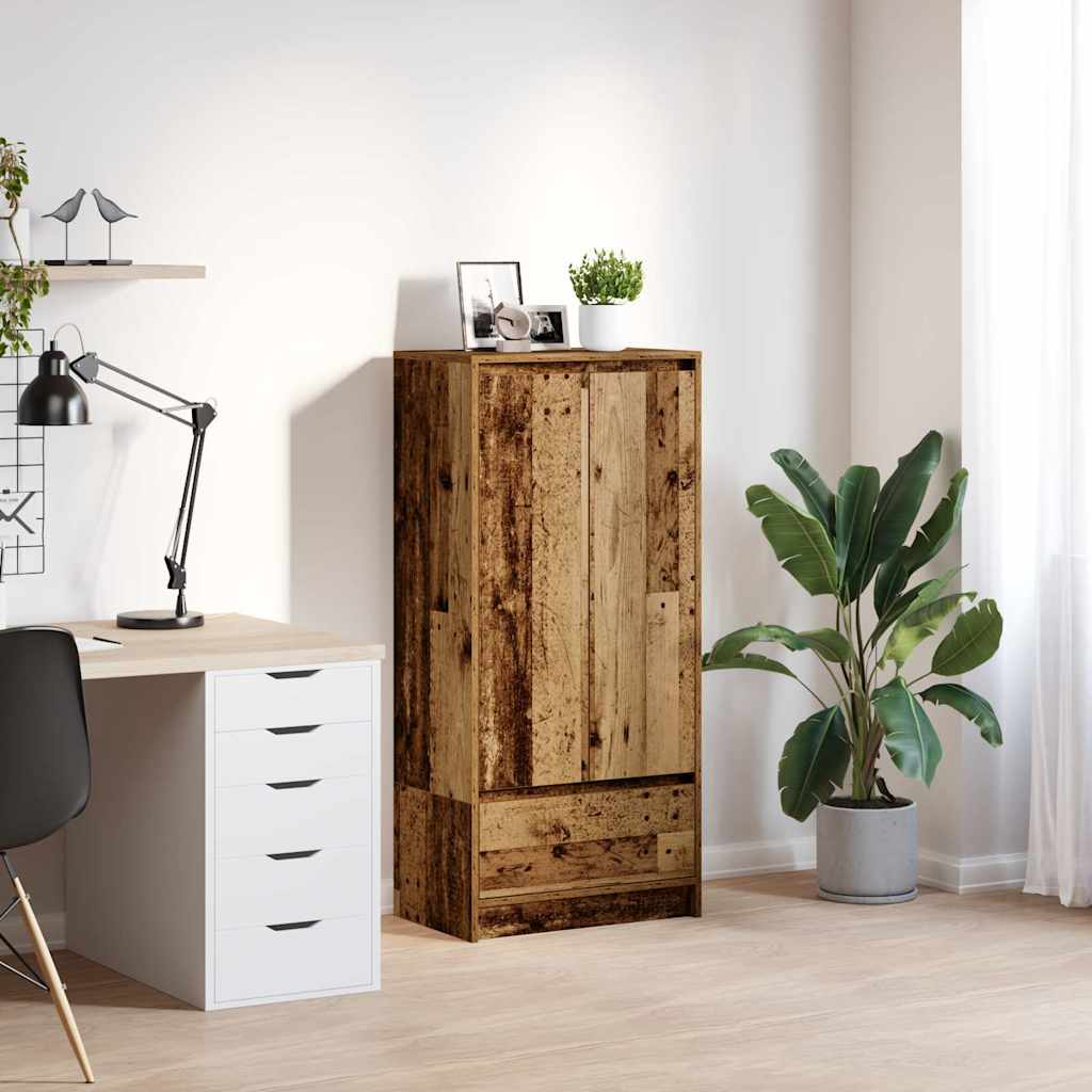 antik fa szerelt fa szekrény fiókkal 55,5x34x119,5 cm