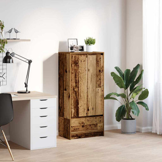 antik fa szerelt fa szekrény fiókkal 55,5x34x119,5 cm