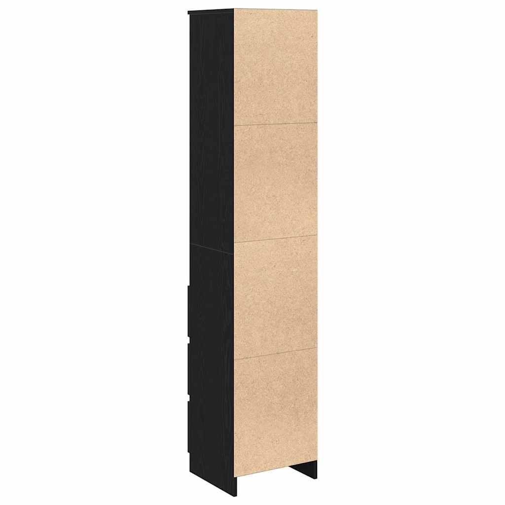 fekete tölgy szerelt fa magasszekrény 37,5x35x180 cm
