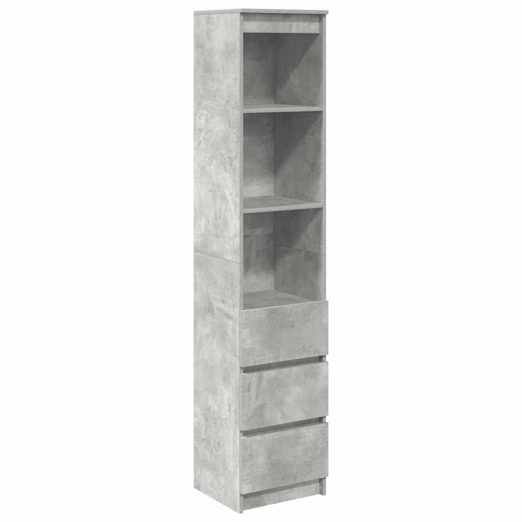 betonszürke szerelt fa magasszekrény 37,5x35x180 cm