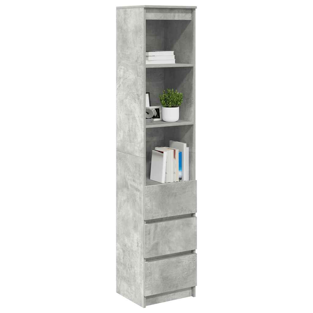 betonszürke szerelt fa magasszekrény 37,5x35x180 cm