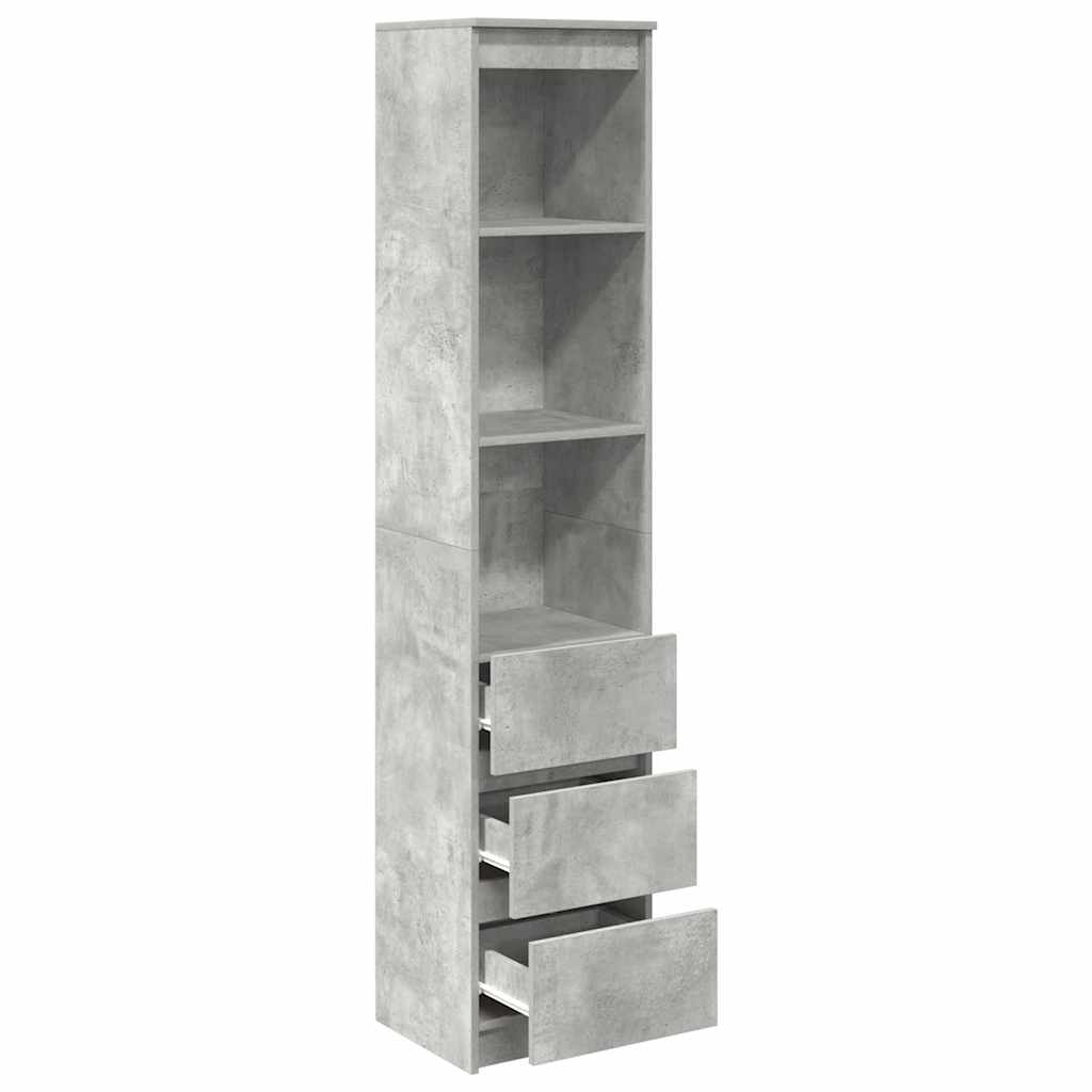 betonszürke szerelt fa magasszekrény 37,5x35x180 cm