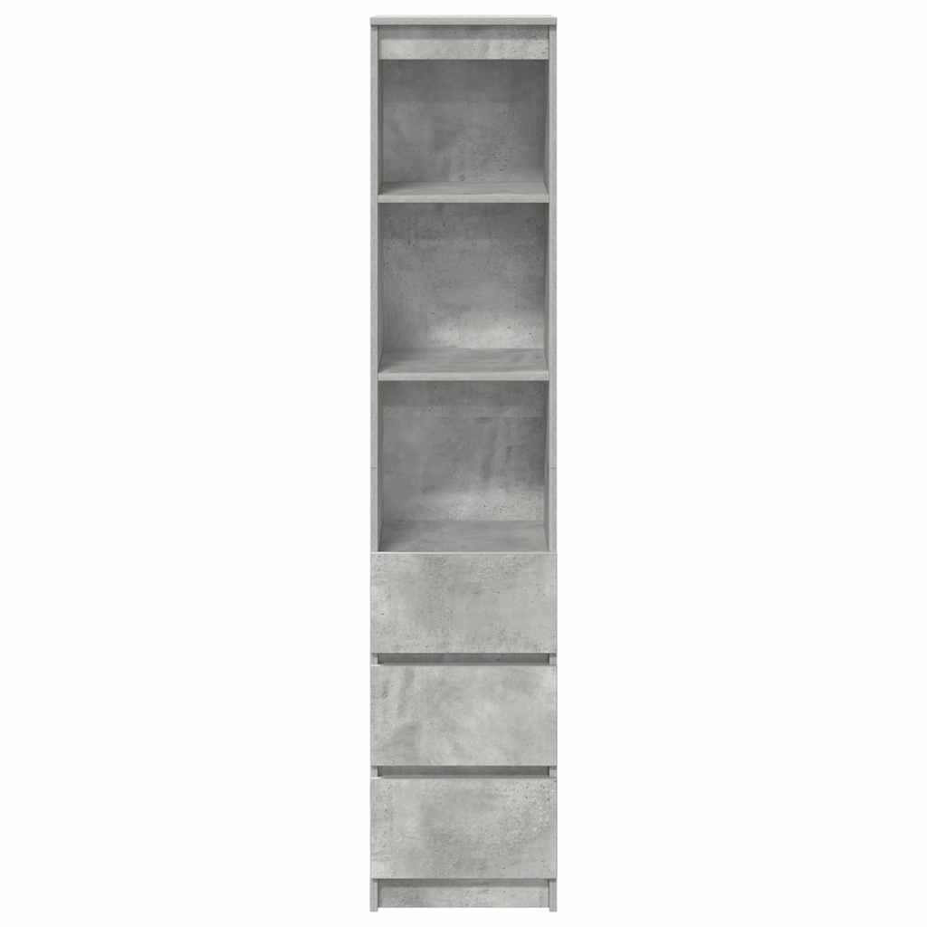betonszürke szerelt fa magasszekrény 37,5x35x180 cm