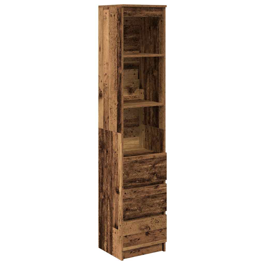 antik fa színű szerelt fa magasszekrény 37,5x35x180 cm