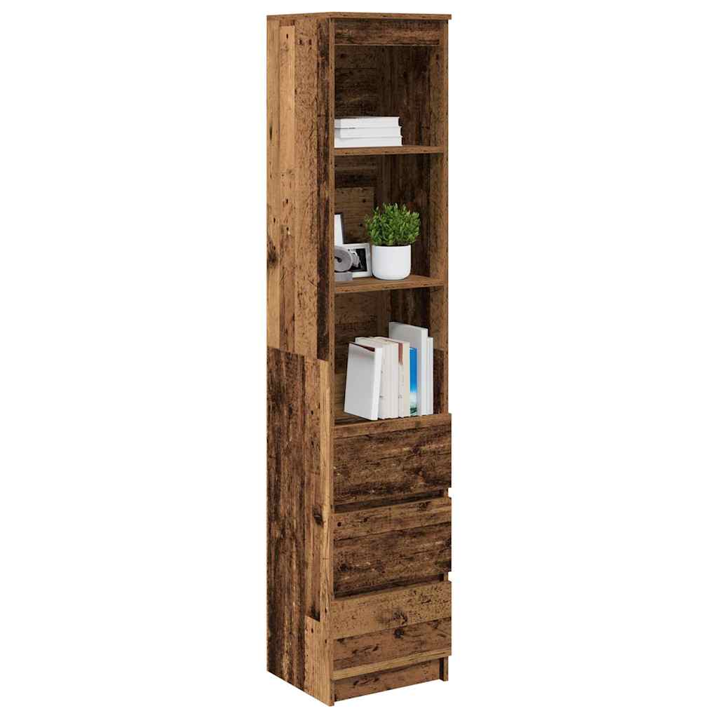 antik fa színű szerelt fa magasszekrény 37,5x35x180 cm