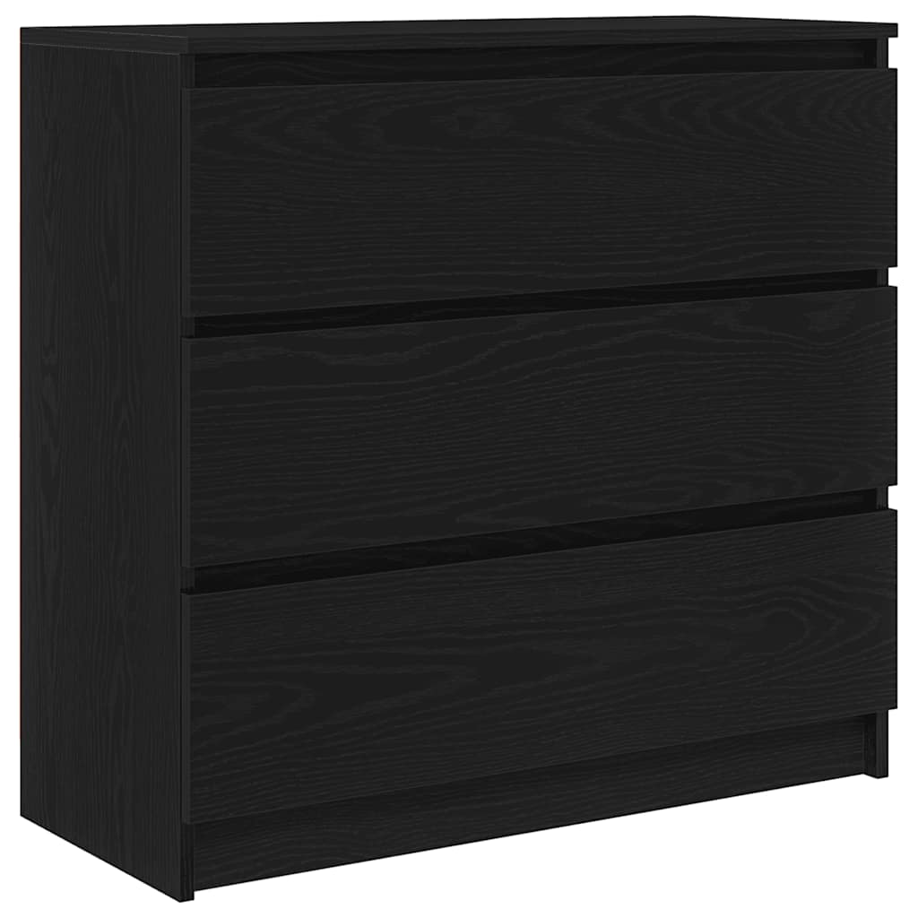 fekete tölgy szerelt fa tálalószekrény 80x35x76 cm
