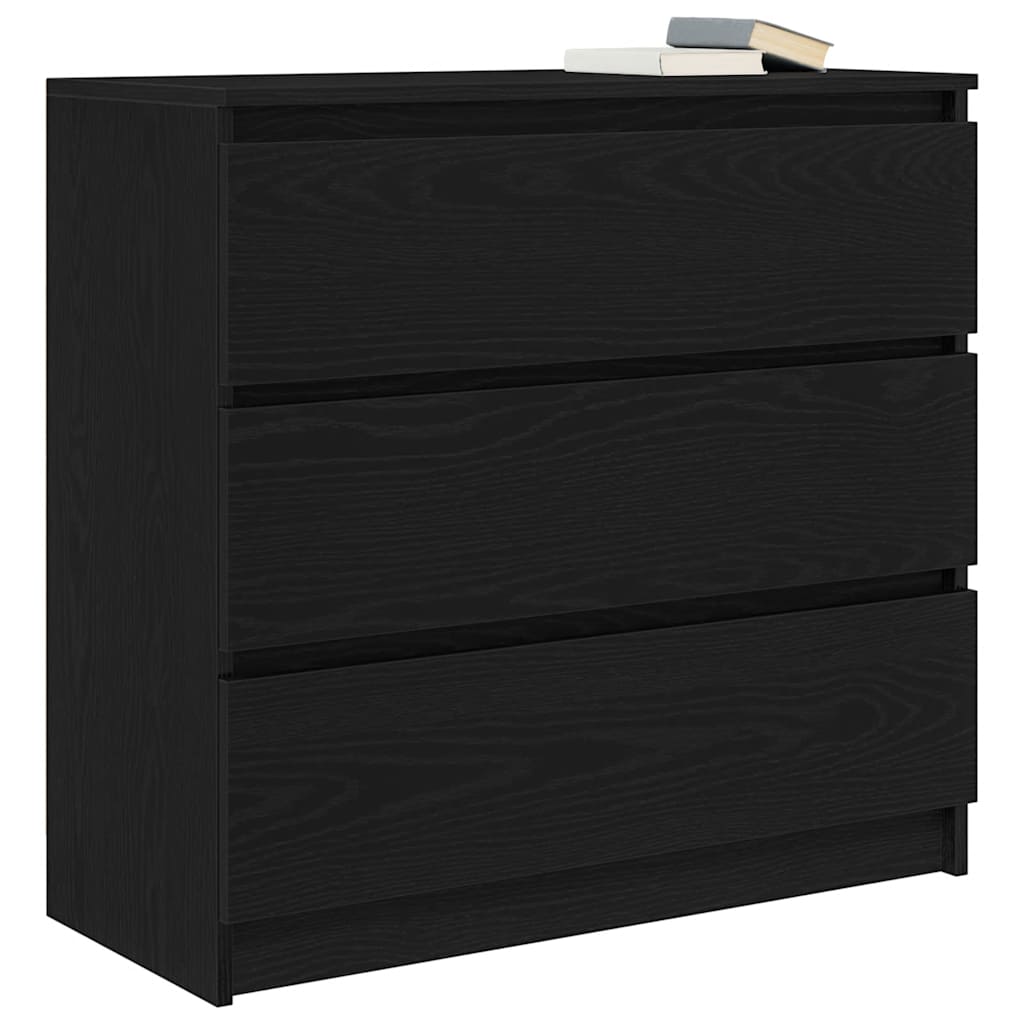 fekete tölgy szerelt fa tálalószekrény 80x35x76 cm