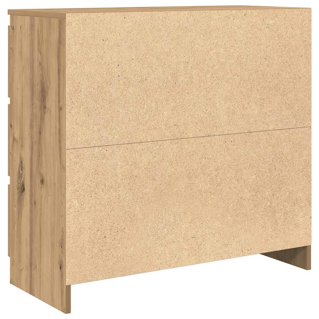kézműves tölgy színű szerelt fa tálalószekrény 80x35x76 cm