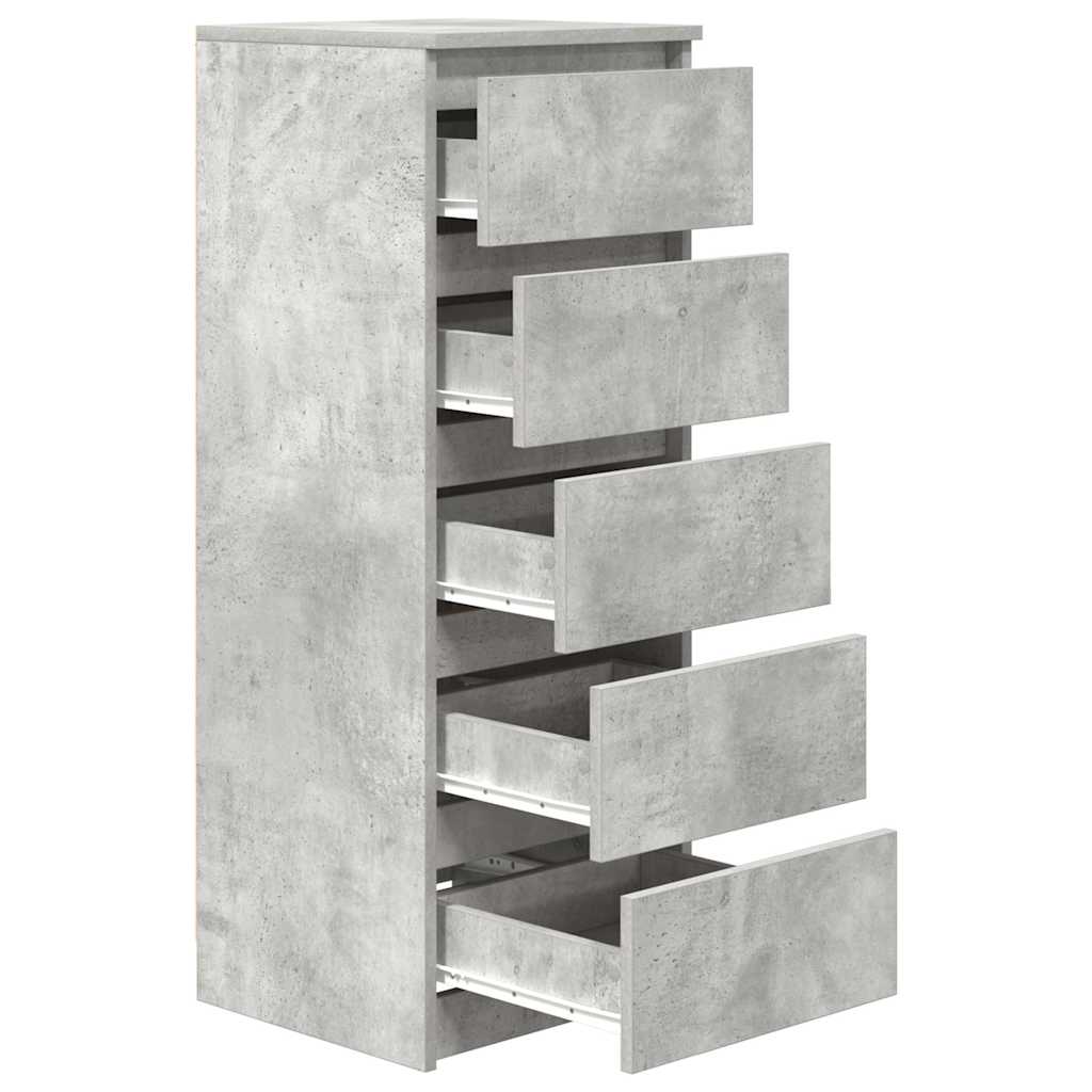betonszürke szerelt fa tálalószekrény fiókos 37,5x35x99 cm