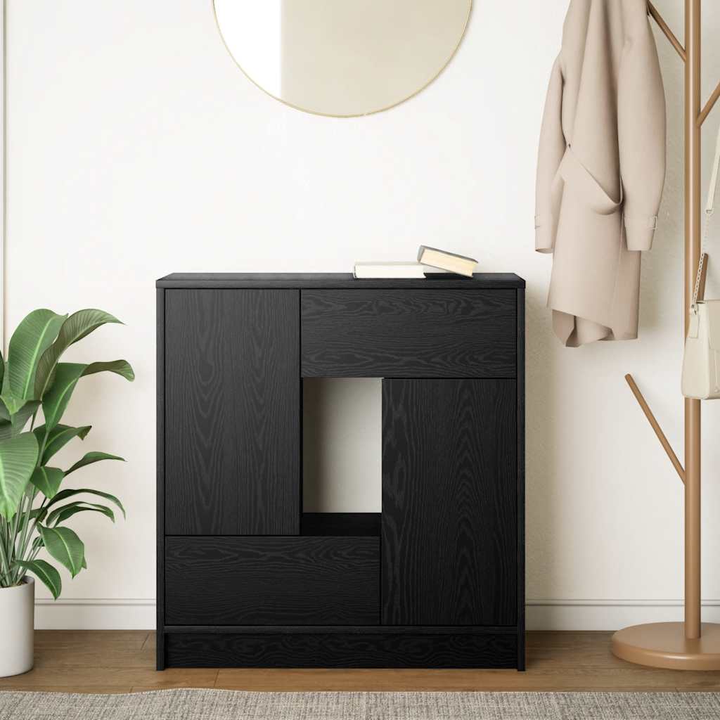 fekete tölgy komód fiókokkal és ajtókkal 70,5x34x74,5 cm