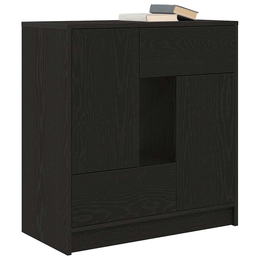 fekete tölgy komód fiókokkal és ajtókkal 70,5x34x74,5 cm