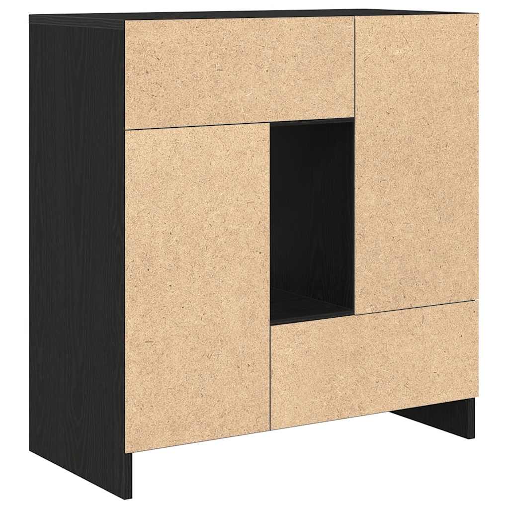 fekete tölgy komód fiókokkal és ajtókkal 70,5x34x74,5 cm