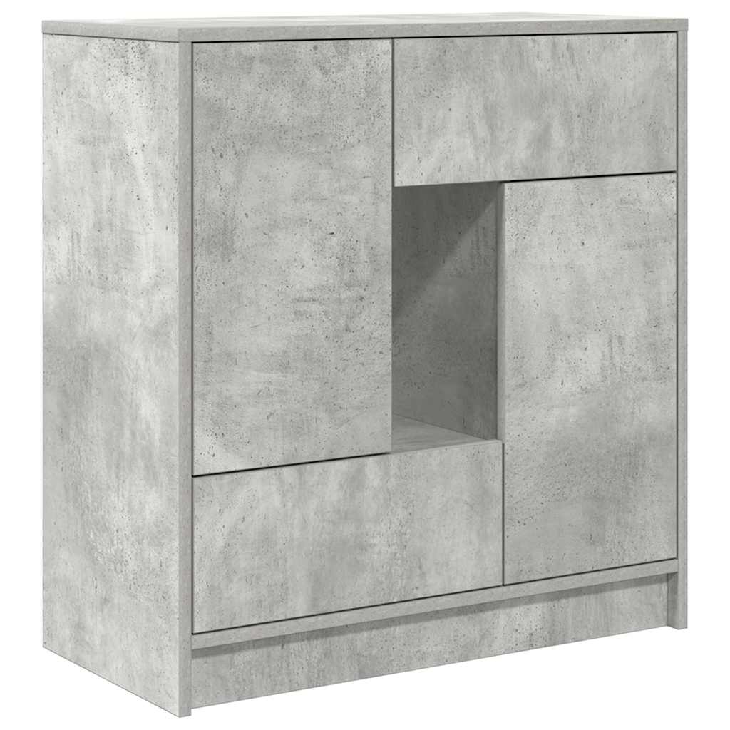 betonszürke komód fiókokkal és ajtókkal 70,5x34x74,5 cm