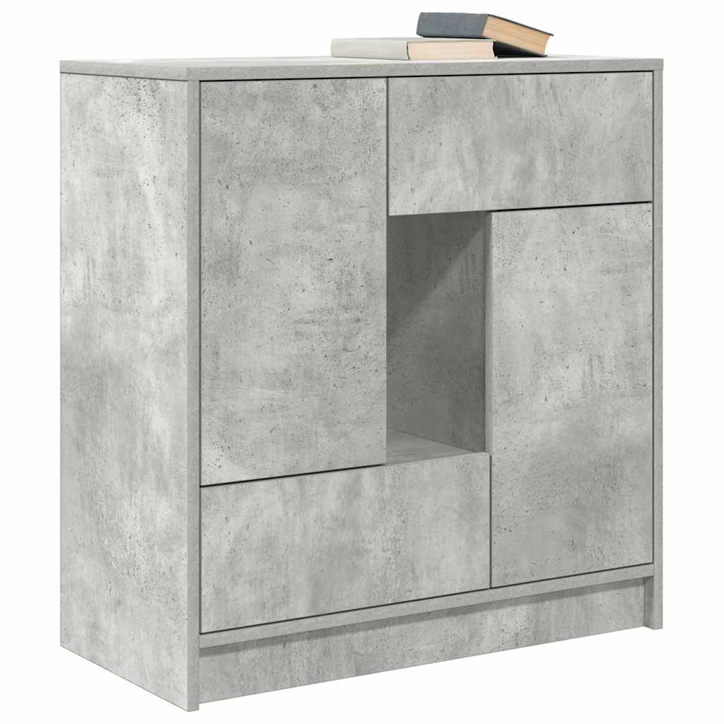 betonszürke komód fiókokkal és ajtókkal 70,5x34x74,5 cm
