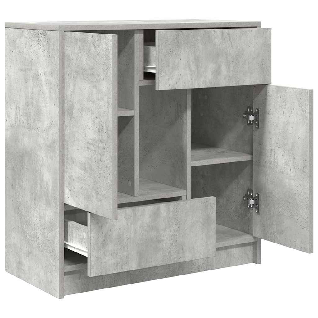 betonszürke komód fiókokkal és ajtókkal 70,5x34x74,5 cm