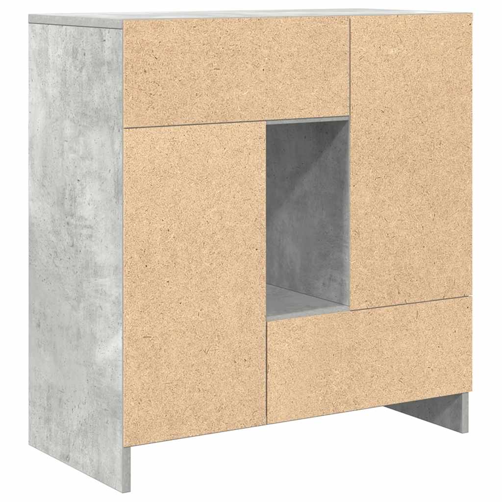 betonszürke komód fiókokkal és ajtókkal 70,5x34x74,5 cm
