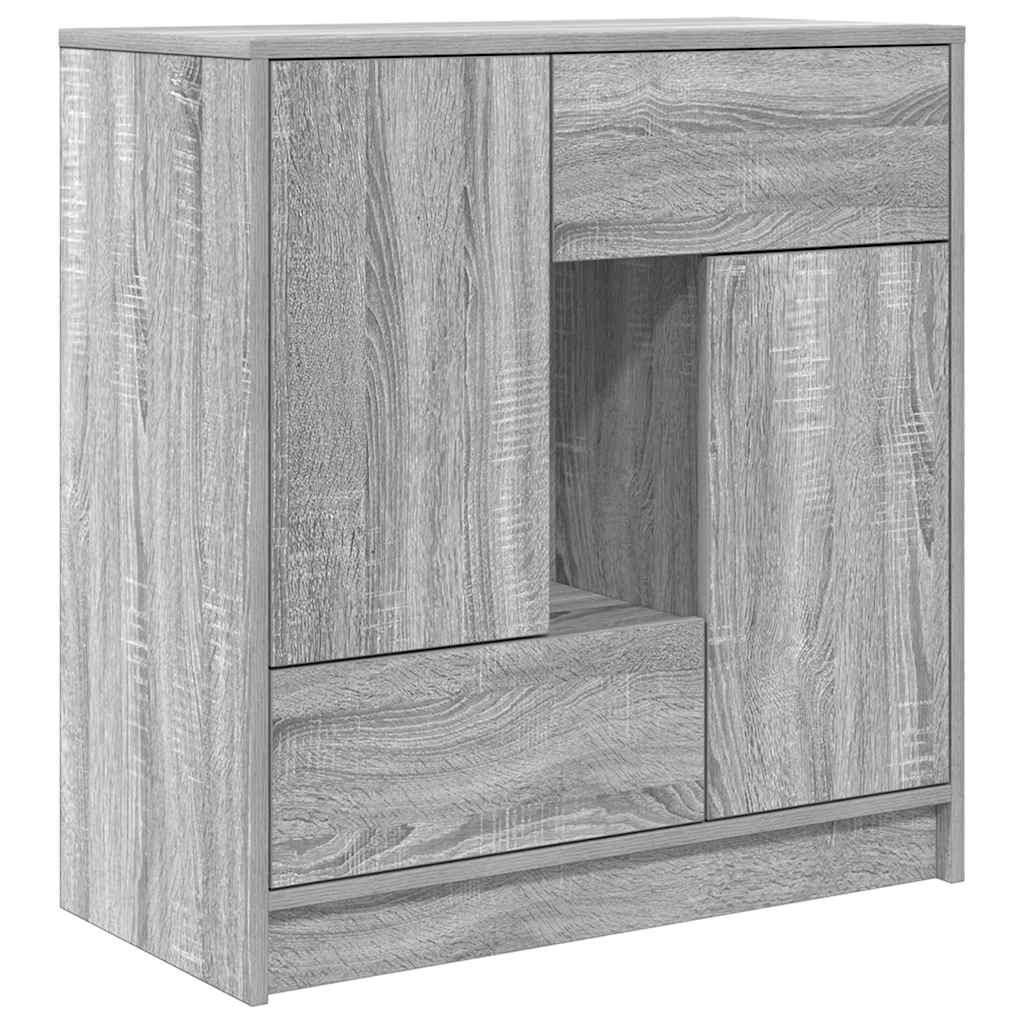 szürke sonoma komód fiókokkal és ajtókkal 70,5x34x74,5 cm