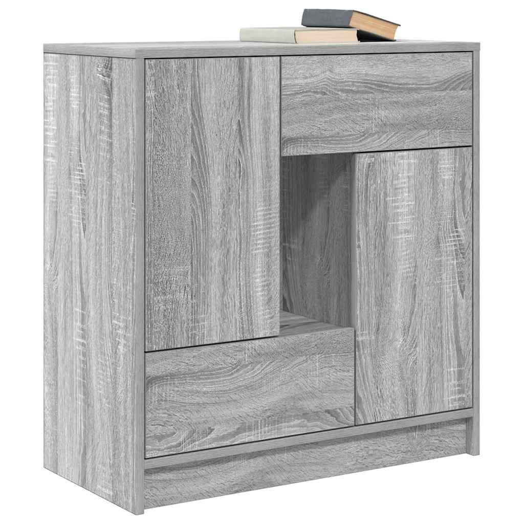 szürke sonoma komód fiókokkal és ajtókkal 70,5x34x74,5 cm