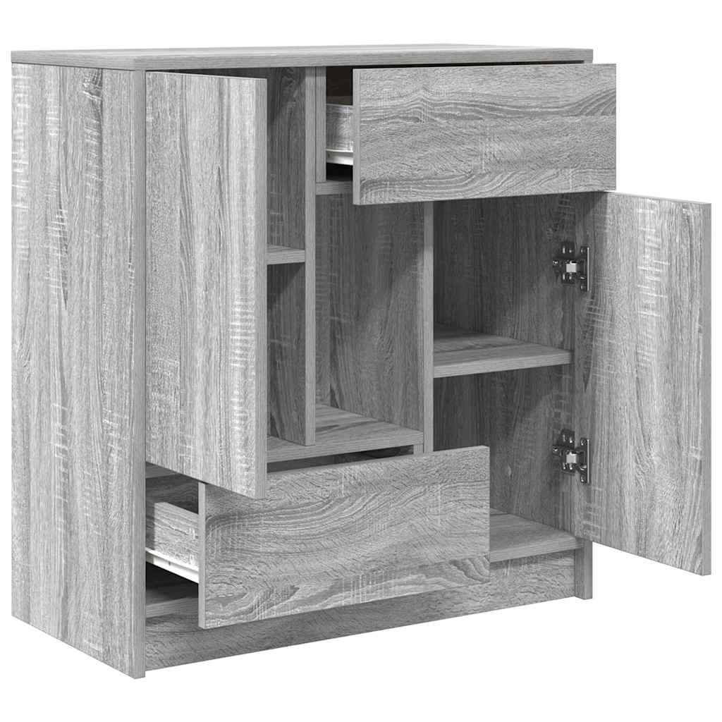 szürke sonoma komód fiókokkal és ajtókkal 70,5x34x74,5 cm