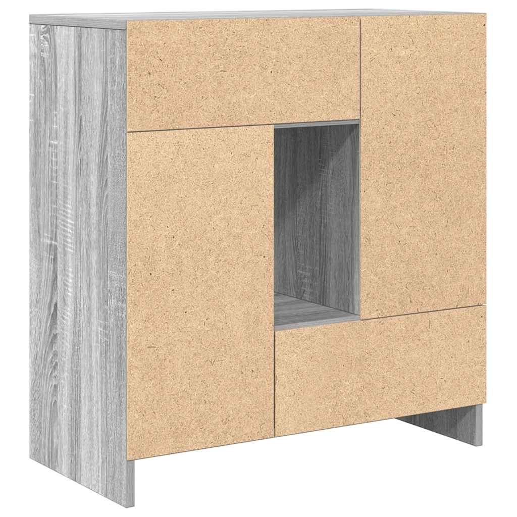 szürke sonoma komód fiókokkal és ajtókkal 70,5x34x74,5 cm