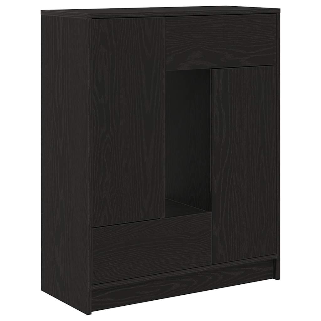 fekete tölgy komód fiókokkal és ajtókkal 73x31x90 cm