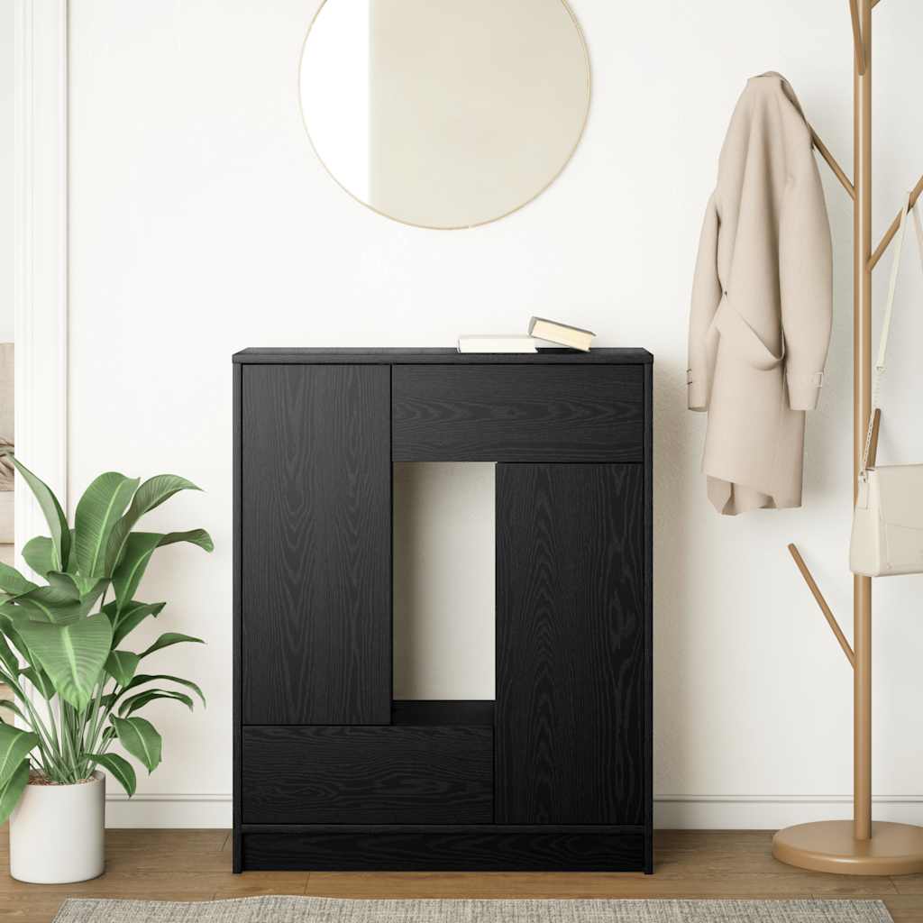 fekete tölgy komód fiókokkal és ajtókkal 73x31x90 cm