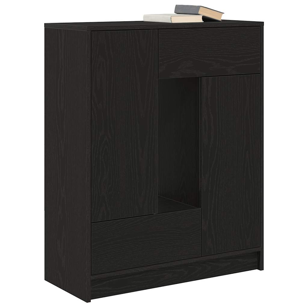 fekete tölgy komód fiókokkal és ajtókkal 73x31x90 cm