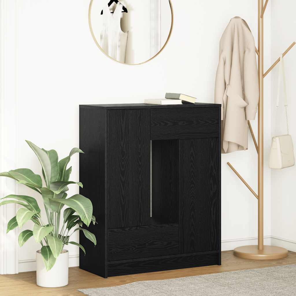 fekete tölgy komód fiókokkal és ajtókkal 73x31x90 cm