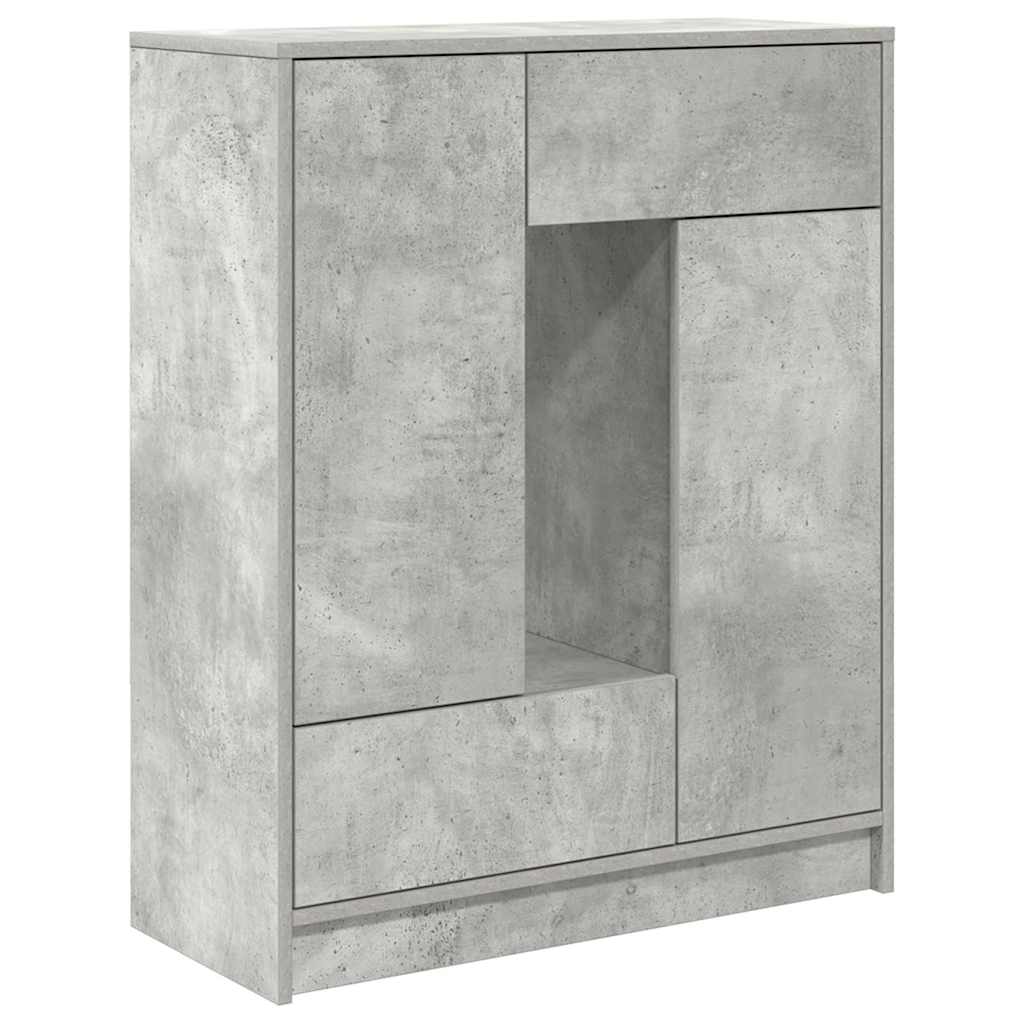 betonszürke komód fiókokkal és ajtókkal 73x31x90 cm